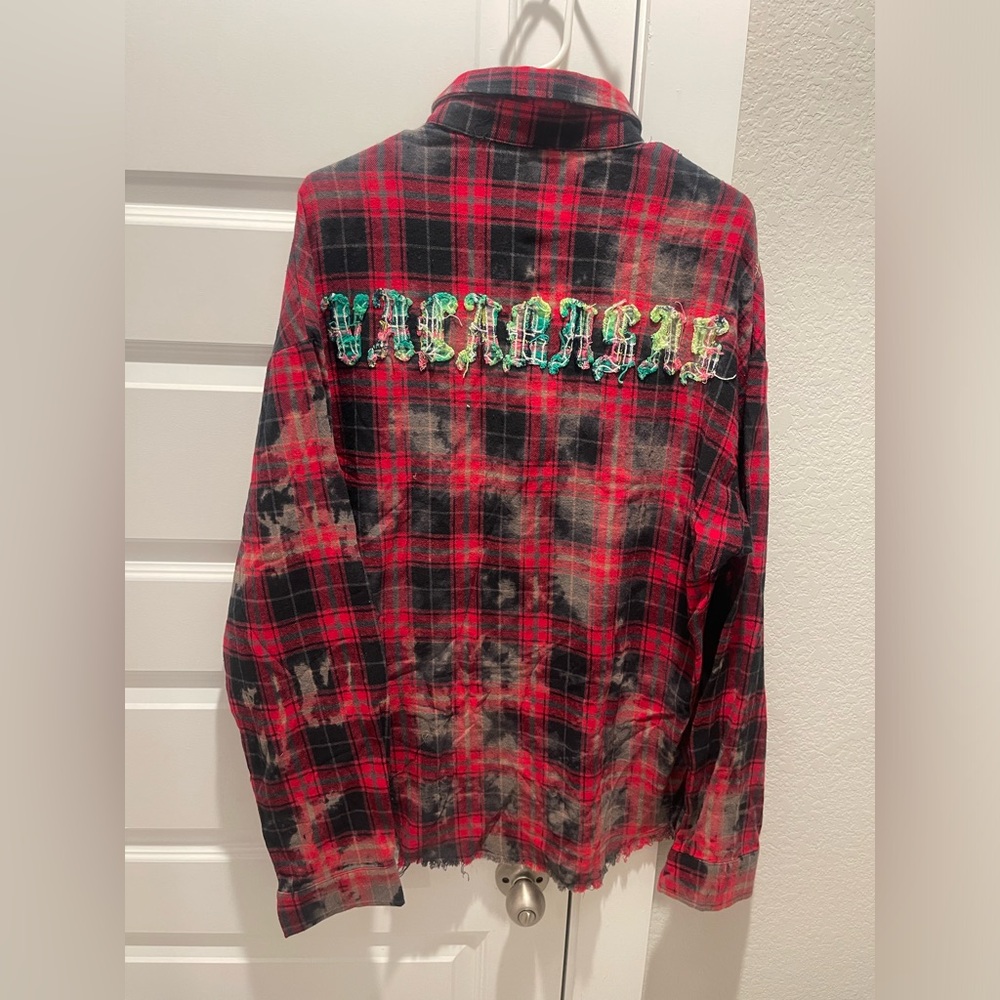 Valabasas v bleached patchwork men flannel shirt Sz L
